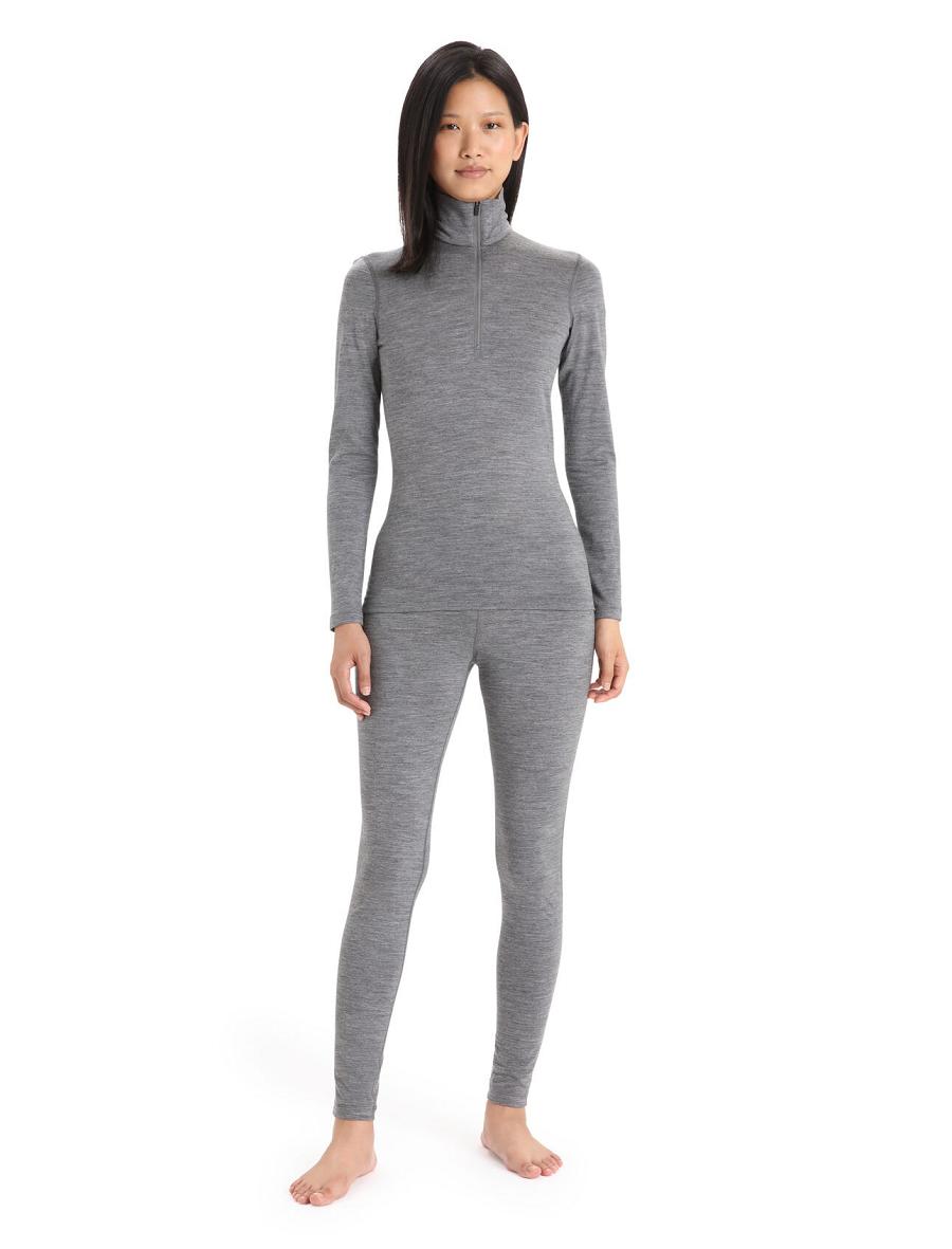 Women's Icebreaker Merino 200 Oasis Long Sleeve Half Zip Thermal Top Base Layers Gritstone Heather | CA 1044SGLO